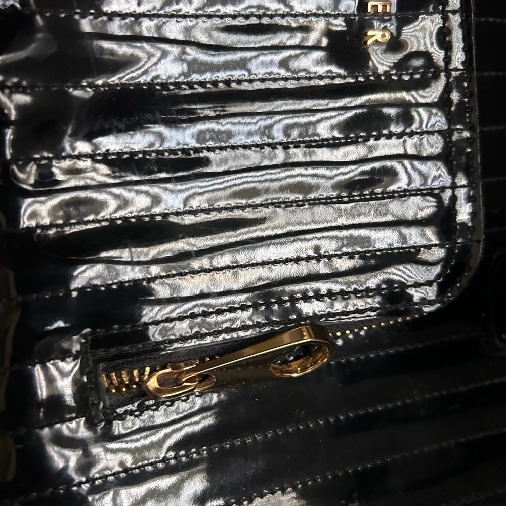 Ted Baker Glossy Black Satchel with Gold Accents - Picture 7 of 13
